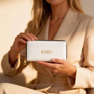 KMD Zipper Wallet Minimalist Luxury Wallet Elegant Monogram