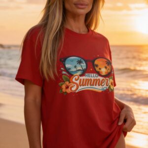 Hello Summer Shirt | Summer Graphic Tee | Tropical Vacation T-Shirt | Beach Summer Outfit