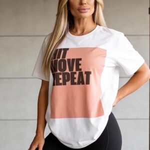 Hit Move Repeat Tee | Motivational Typographic Fitness Shirt