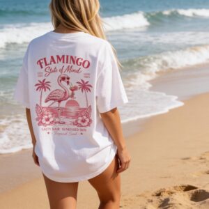 Flamingo State of Mind Shirt | Tropical Summer Graphic Tee | Pink Flamingo Beach Shirt | Vacation T-Shirt