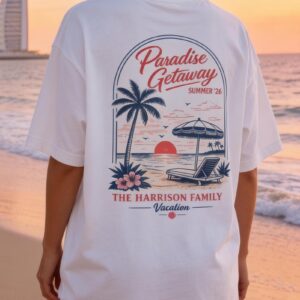Personalized Family Vacation Shirt  Paradise Getaway Beach Tee  Custom Summer Vacation T-Shirt